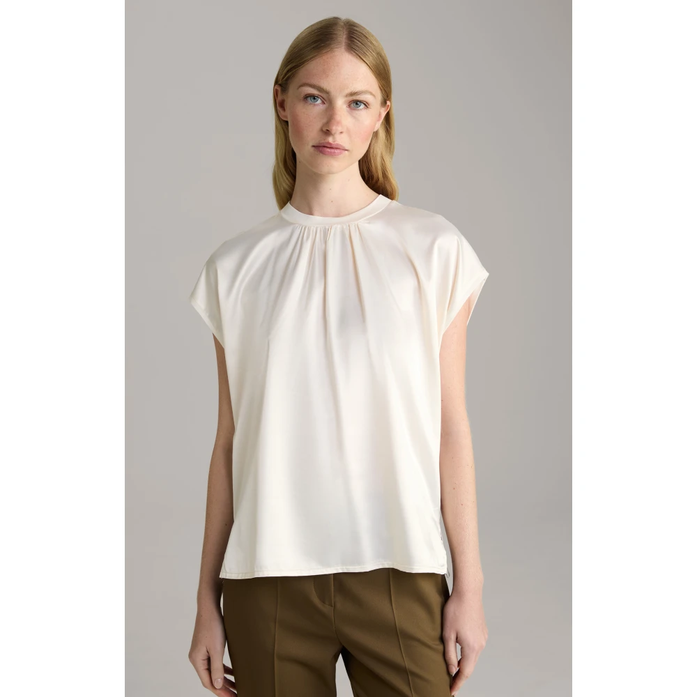 Joop! Krokodil Detail Satijn Jersey Top Beige Dames