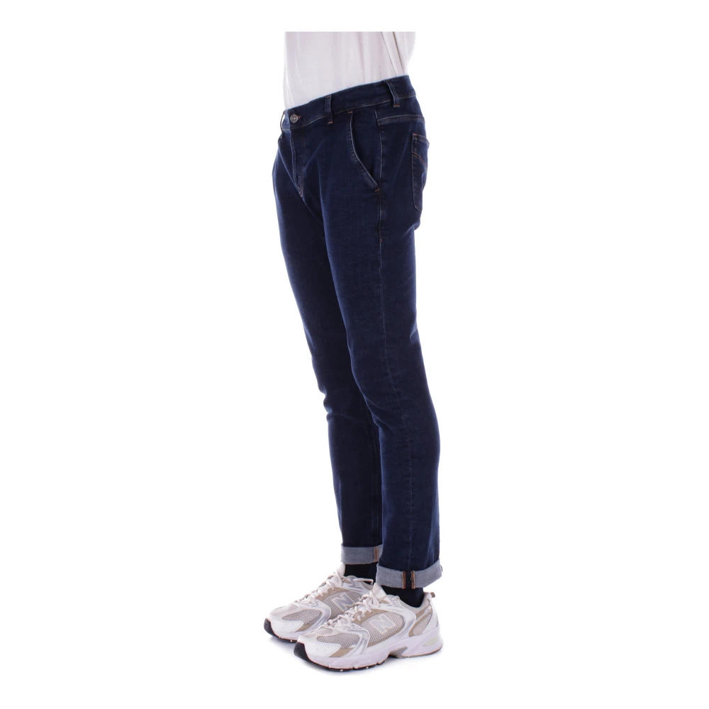 Dondup Slim Fit Denim Jeans met Logo Blue Heren