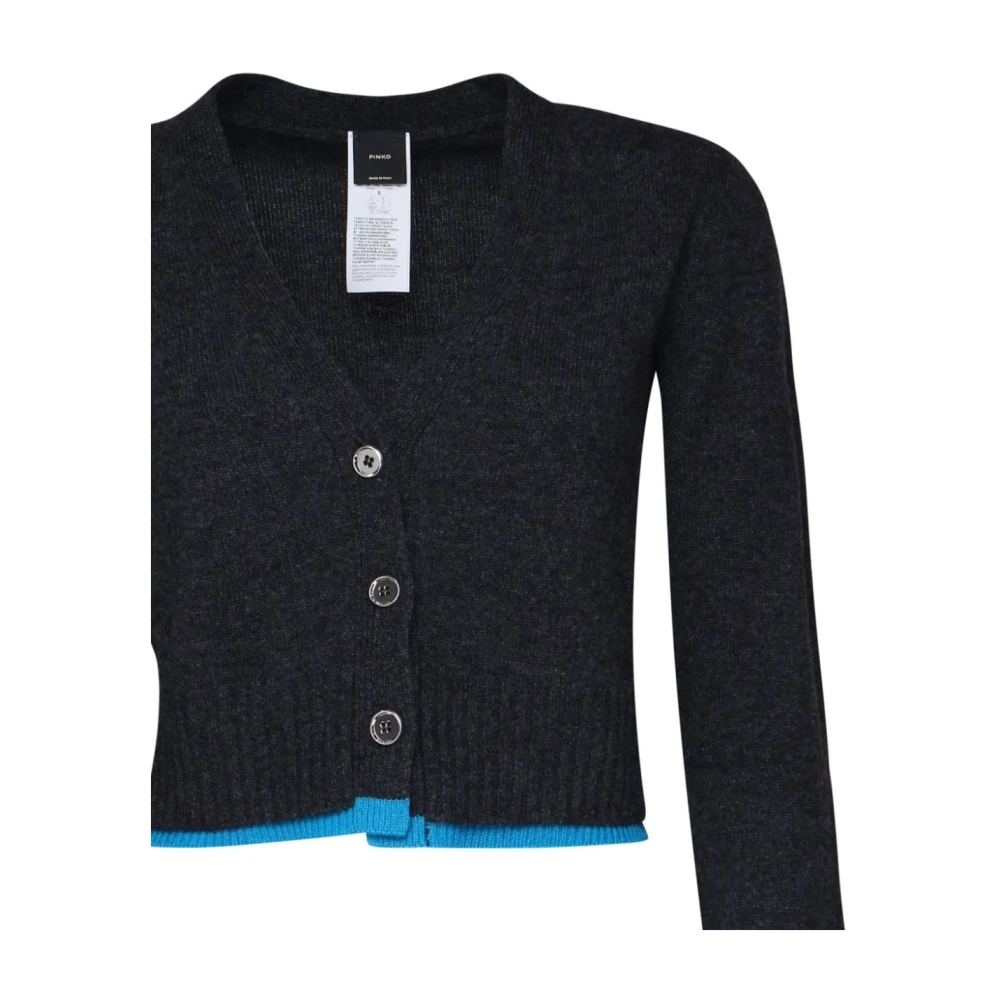 pinko Grijze Wollen V-Hals Cardigan Sweater Gray Dames