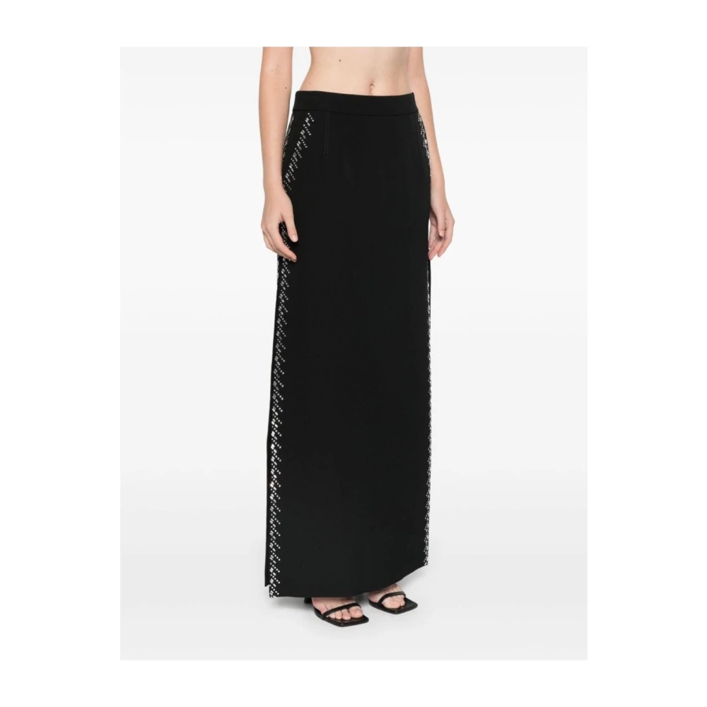 Paco Rabanne Lange Rok in Zwart Satijn Black Dames