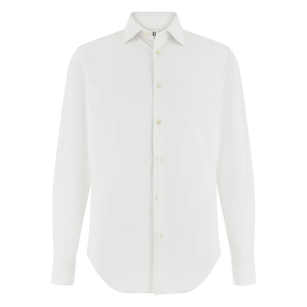 Boggi Milano Mannelijk Wit Overhemden Heren, M, B Tech Slim Fit Stretch Polyamide Overhemd