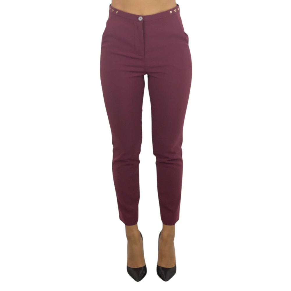 Patrizia Pepe Women's Purple Cropped Trousers, L, Slim-Fit Trousers