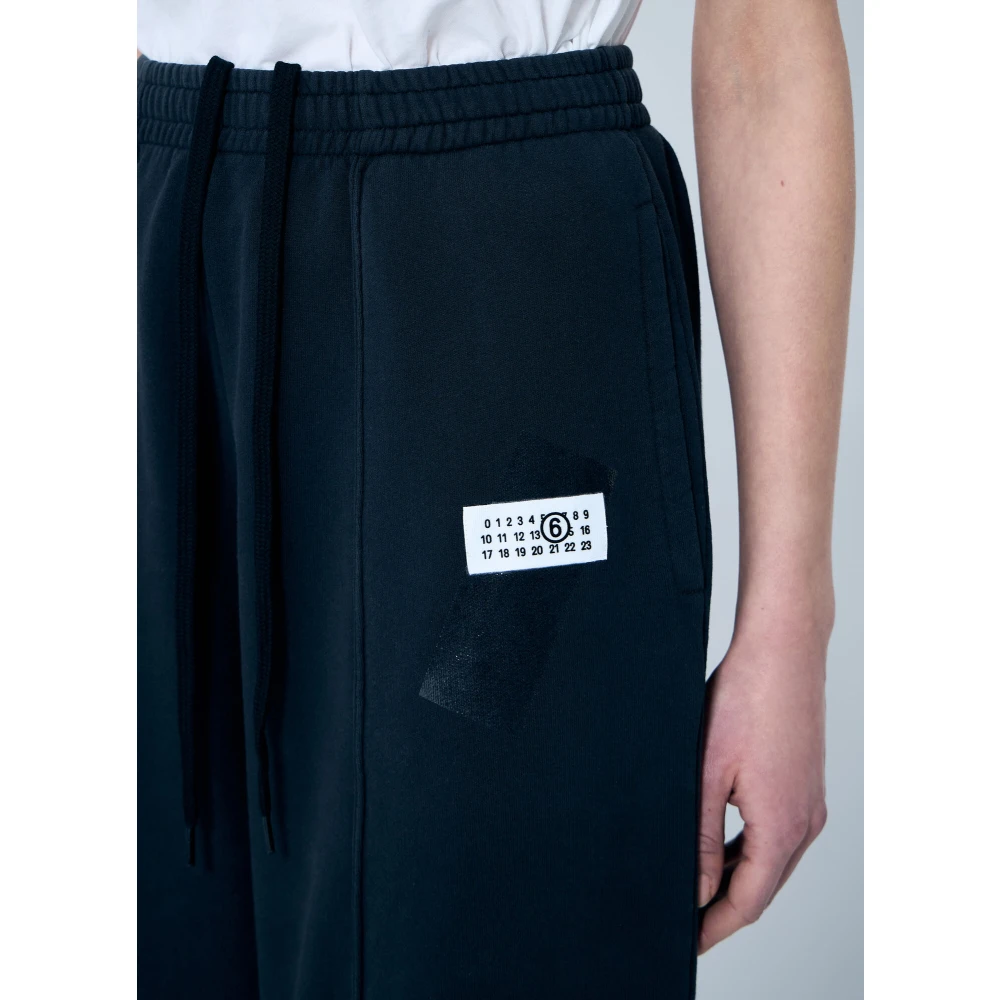 MM6 Maison Margiela Logo Patch Katoenen Track Pants Black Dames
