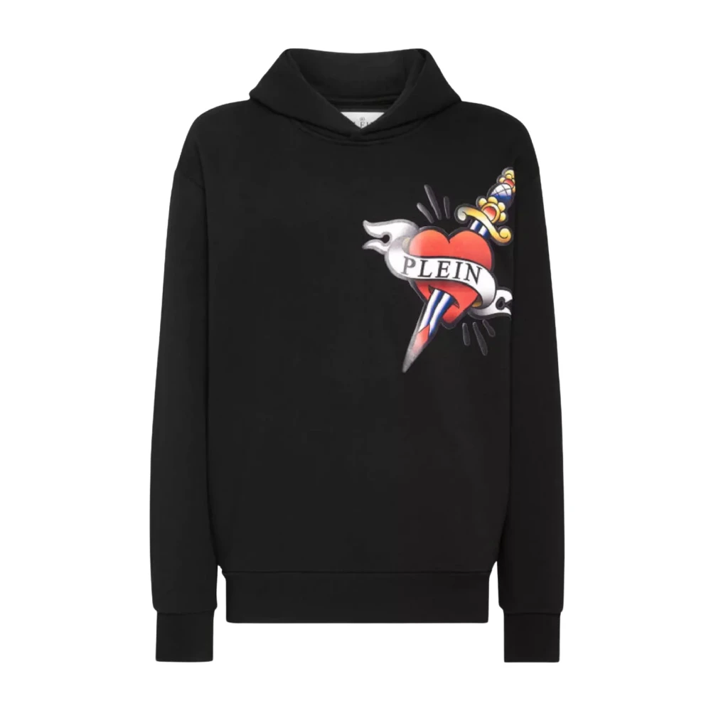 Philipp Plein Zwarte hoodie met Love grafische print Black Heren