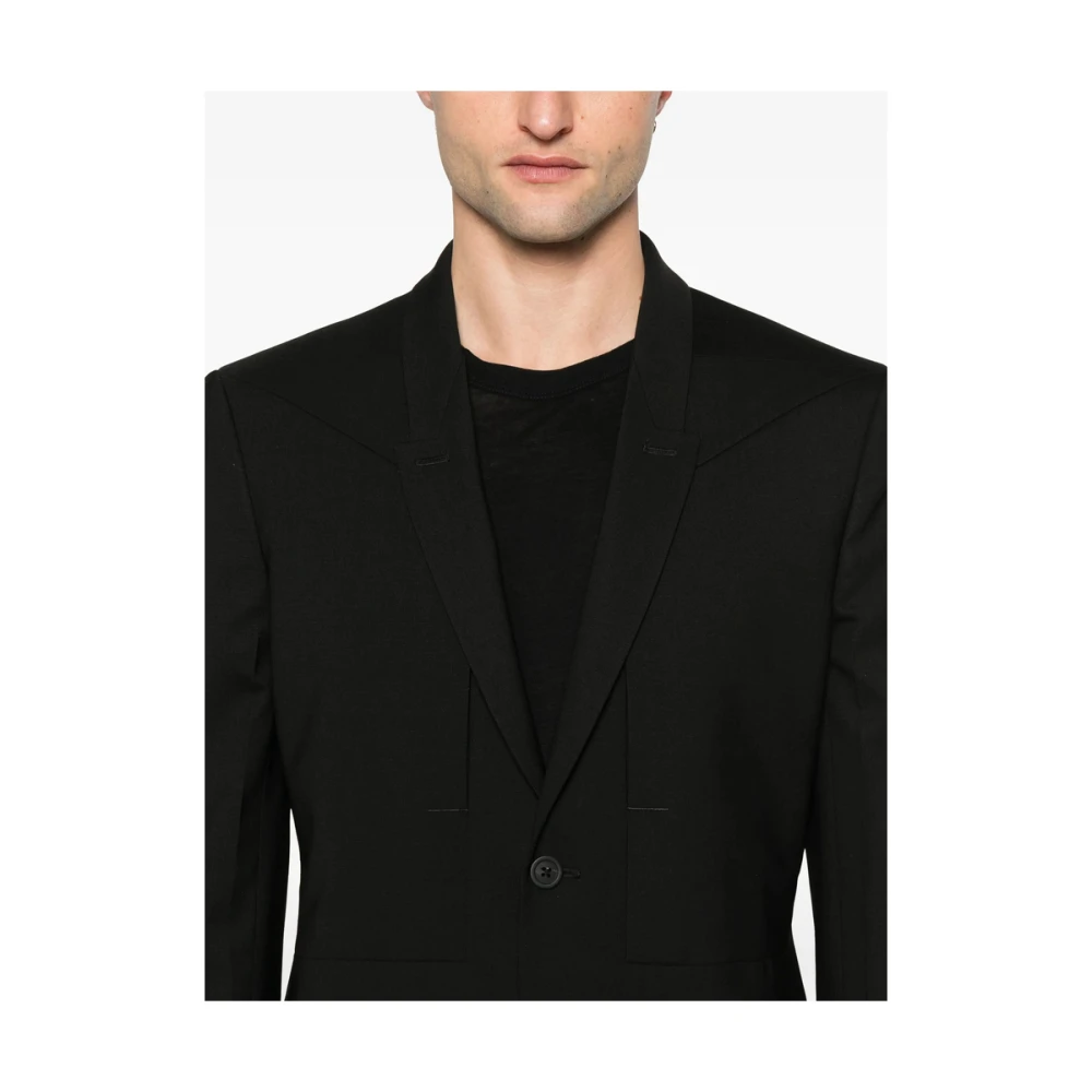Rick Owens Zwarte jas met achterventilatieopeningen Black Heren