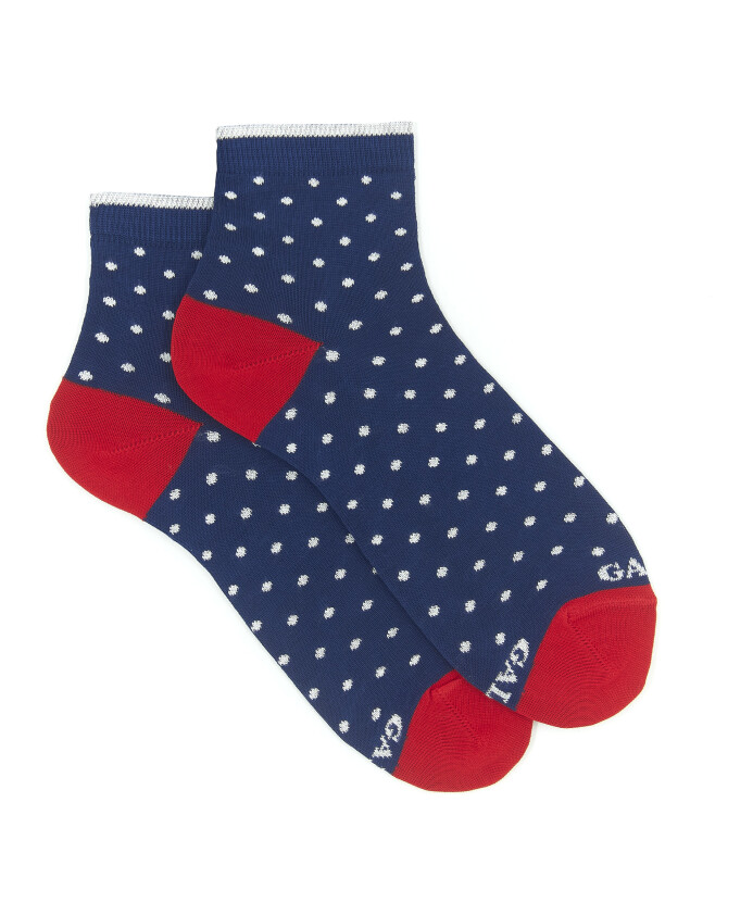 chaussettes-courtes-en-coton-leger-bleu-royal-a-pois-pour-femmes