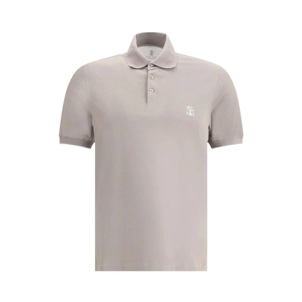 BRUNELLO CUCINELLI Polo Shirt van Premium Katoen Klassieke Pasvorm Beige Heren