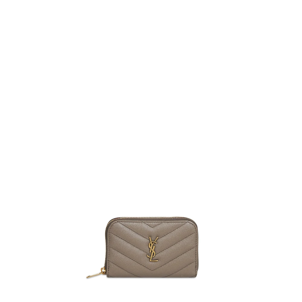 Saint Laurent Women's Gray Cassandre Zipped Wallet - Wallets & Cardholders - One Size - Accessories