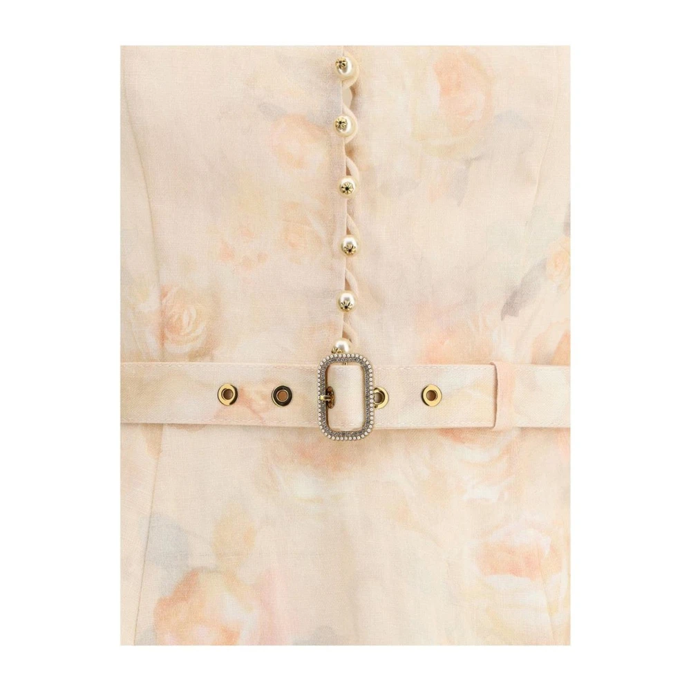 Zimmermann Bloemen lange jurk met parelknopen Beige Dames