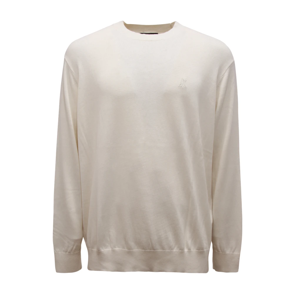 Armani Exchange , Round-Neck Knitwear, Male, Beige, Xl, Cotton Blend Crew Neck Jumper - Image 3