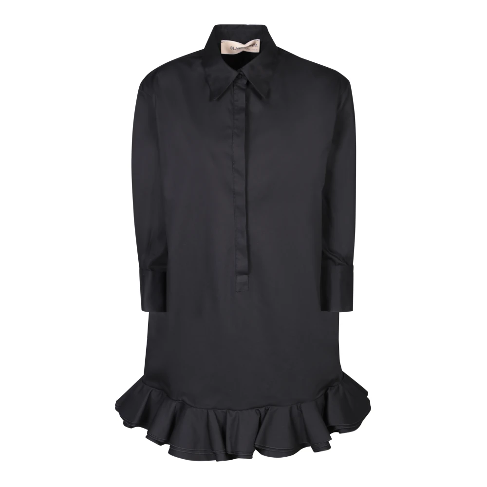Blanca Vita Zwarte Jurk met Lange Mouwen en Ruches Black Dames