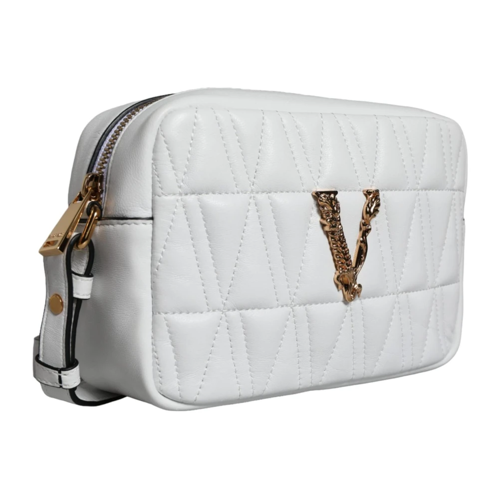 Versace Gewatteerde Nappa Leren Crossbody Tas White Dames