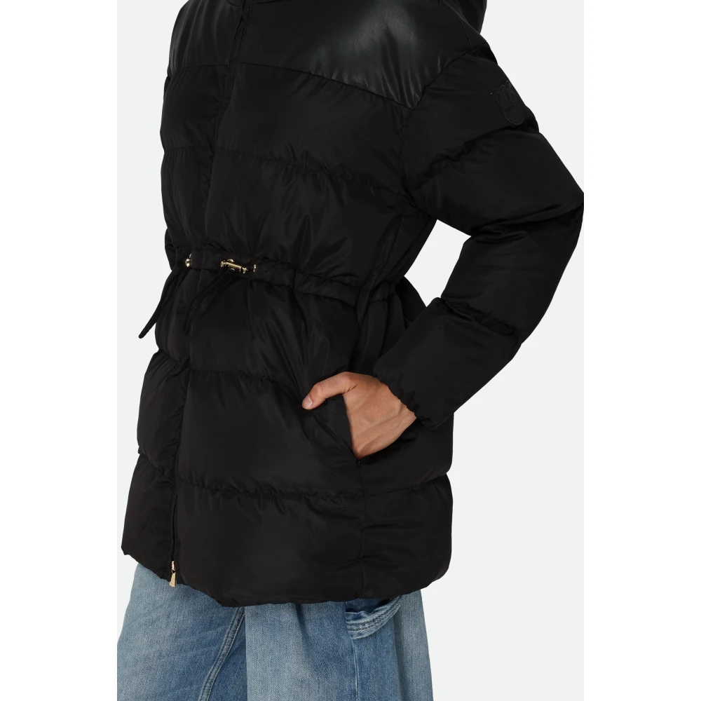 pinko Zwarte Gewatteerde Jas met Capuchon Black Dames