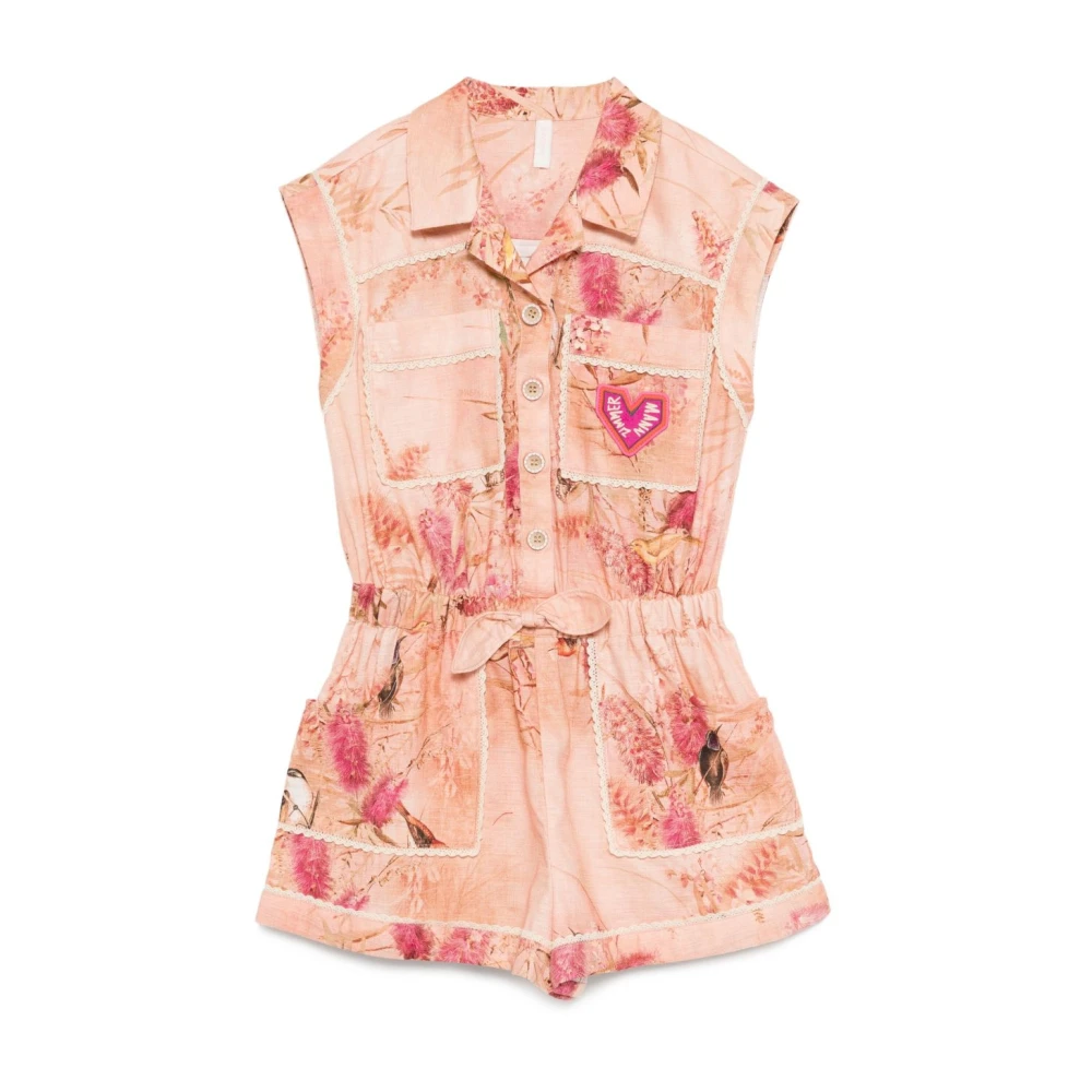Zimmermann Women's Pink Cotton Dress With Bow Tie