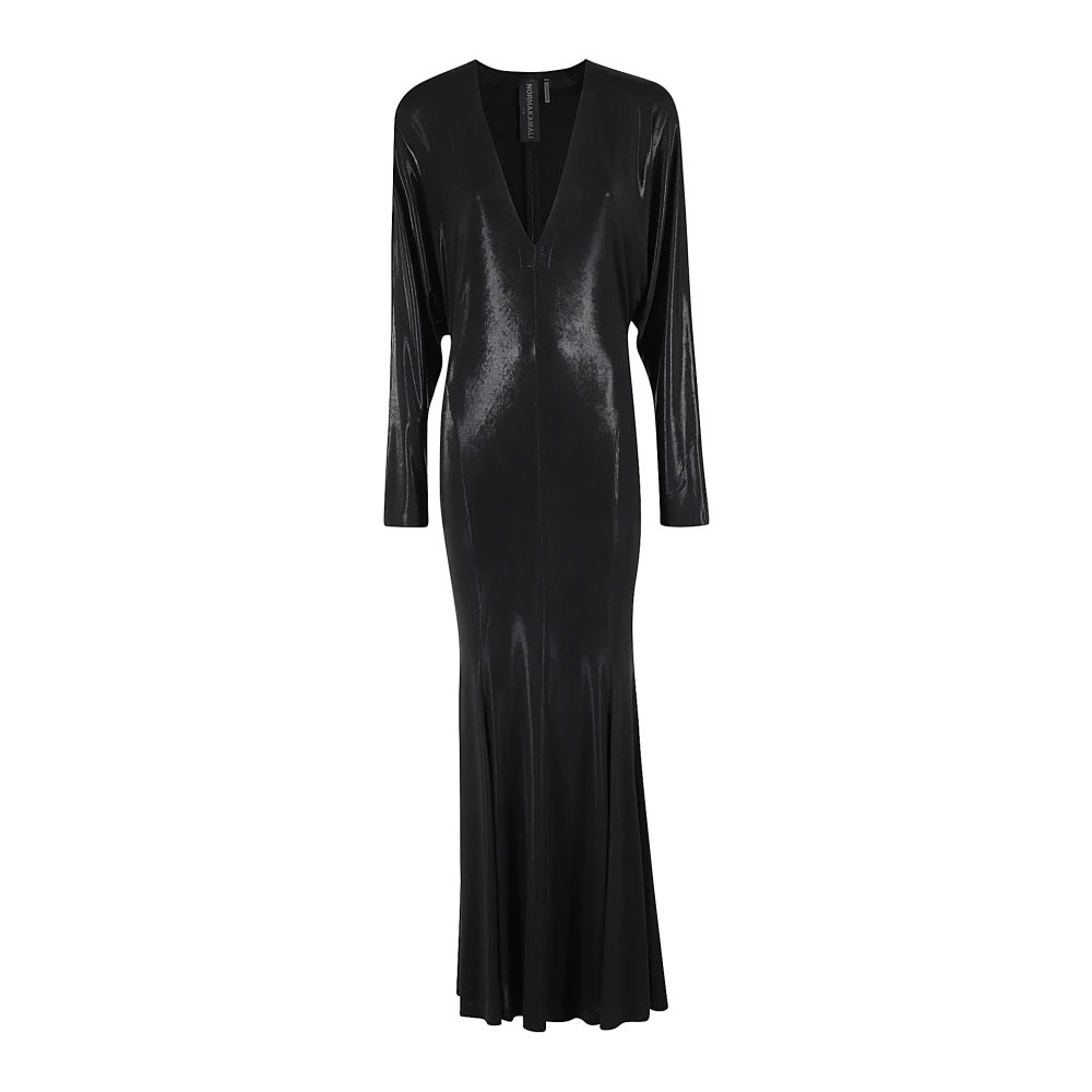 Norma Kamali Elegante V-hals Visstaart Jurk Black Dames
