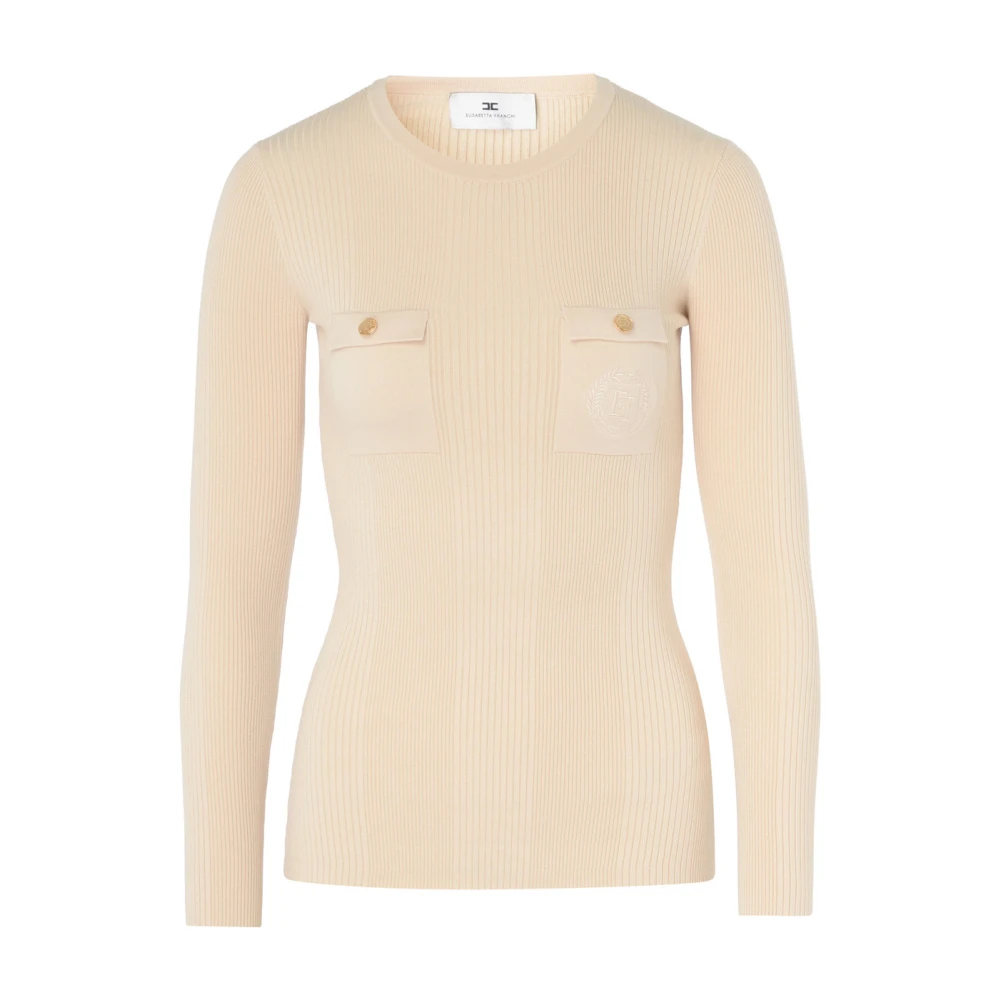 Elisabetta Franchi Lattice Gebreide Top White Dames