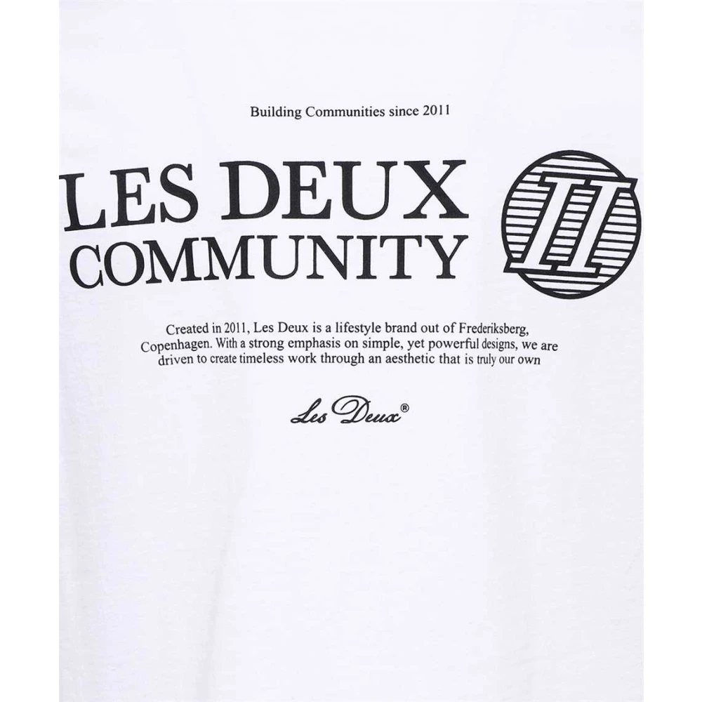 Les Deux Geribbelde Crew-neck T-shirt met Print White Heren