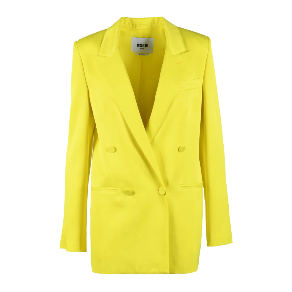 Msgm Dubbelrijige blazer met satijnen afwerking Pink Dames