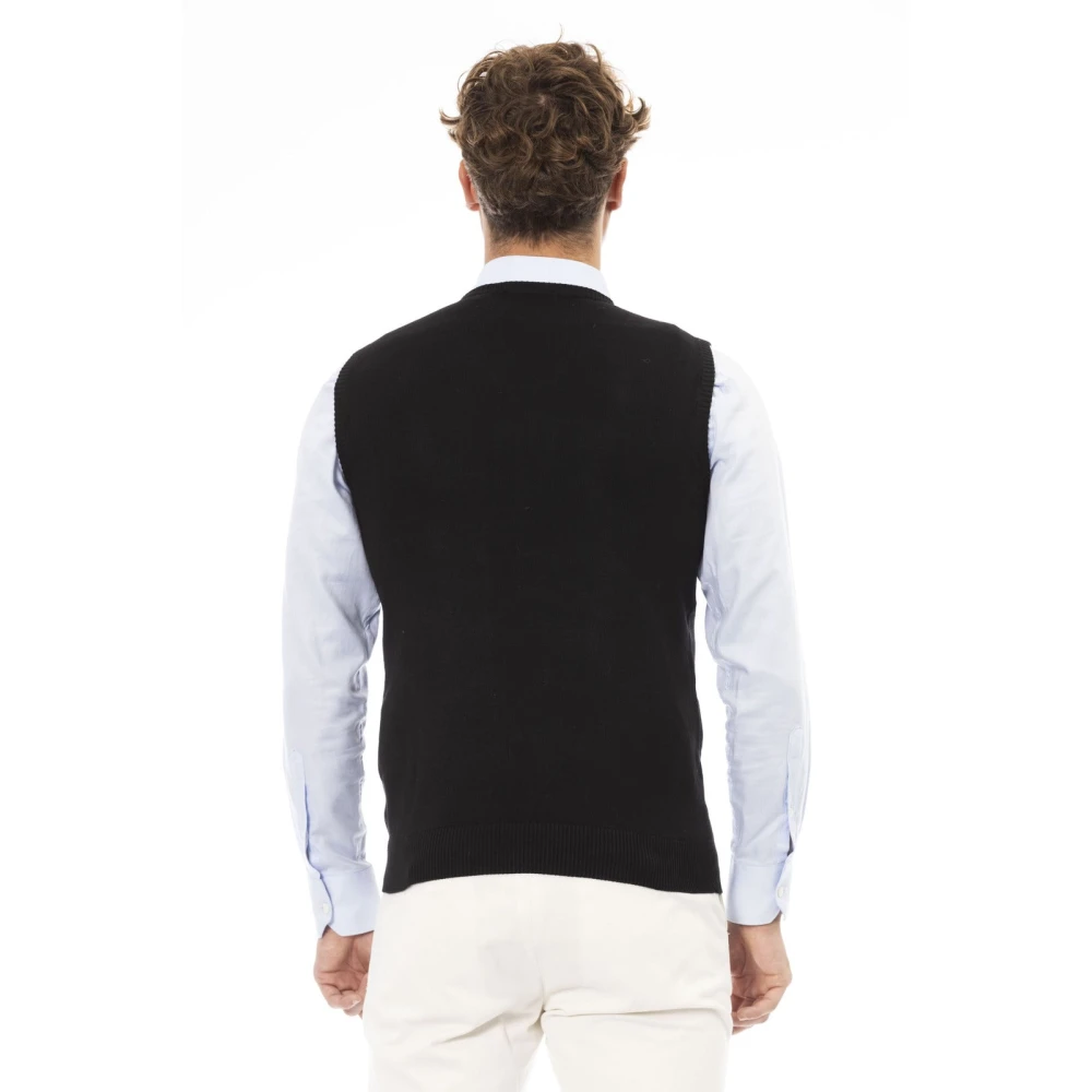 Alpha Studio V-hals Gebreid Vest Regular Fit Black Heren