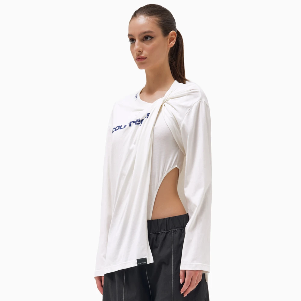 Courrèges Sport T-shirt van effen katoenen jersey White Dames