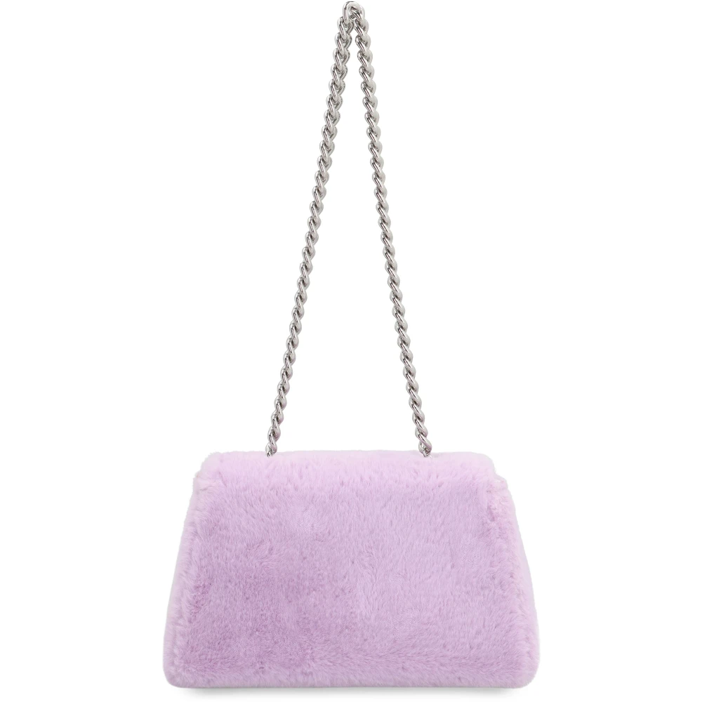 Self Portrait Mini Faux Fur Strik Handtas Purple Dames