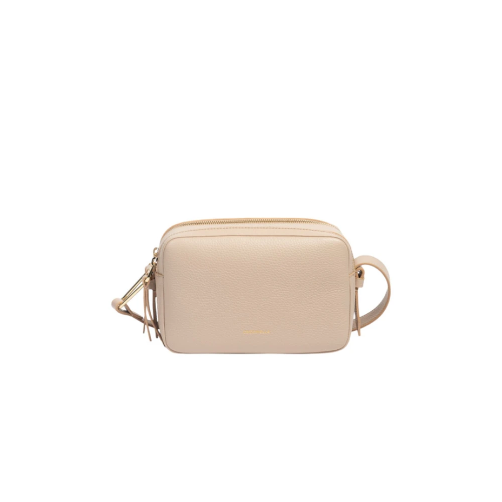Coccinelle Schoudertas van generfd leer met rits Beige Dames