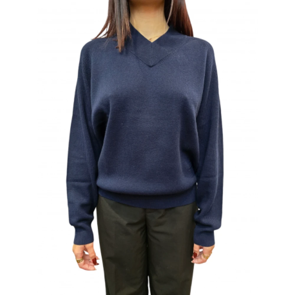 Paul Smith Navy V-hals Kasjmier Wol Trui Blue Dames