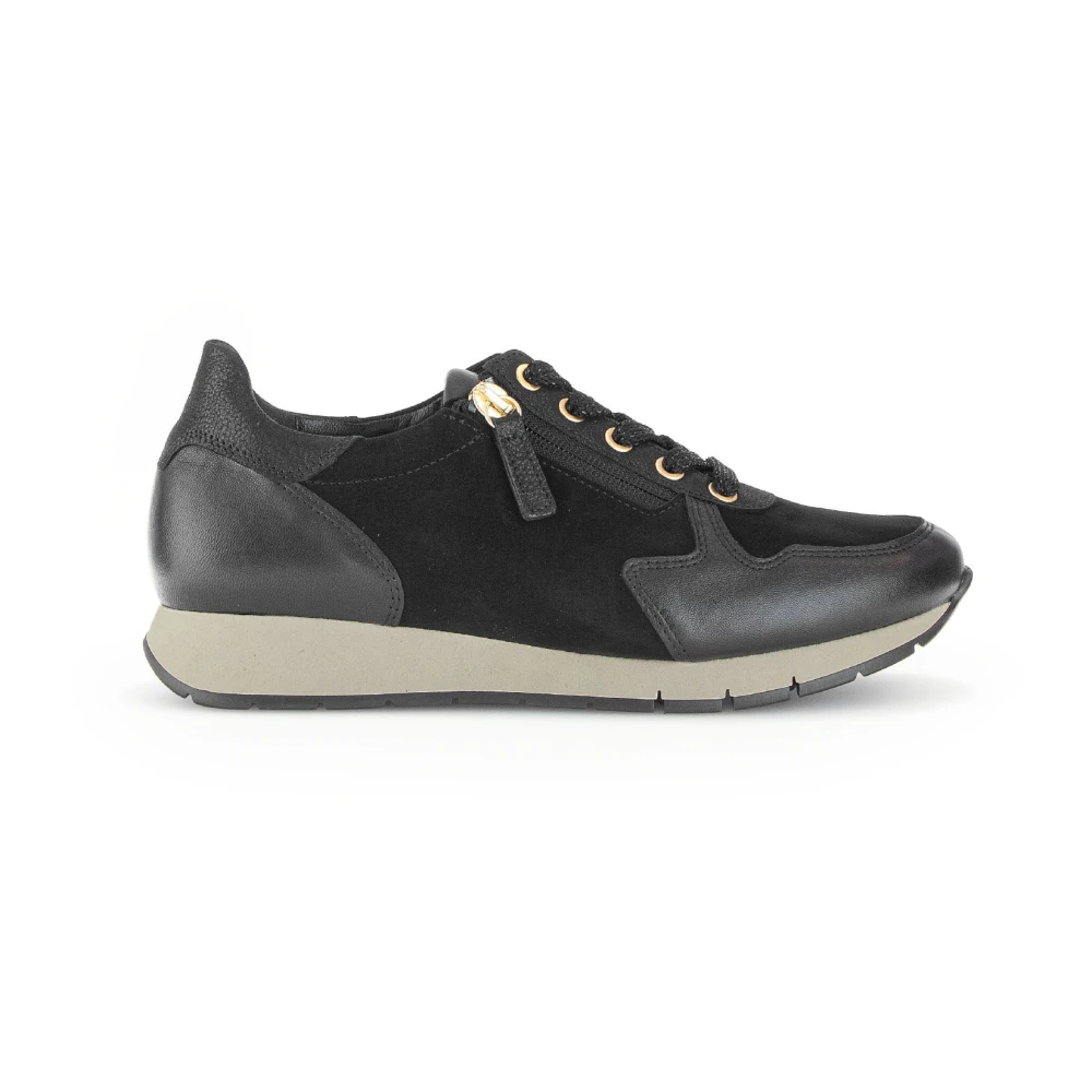 Gabor Zwarte Leren Basket Sneakers Dames Schoenen