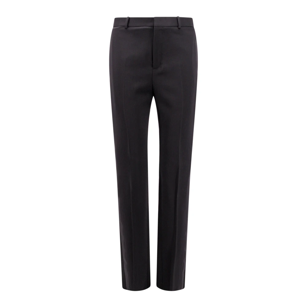 Saint Laurent Men's Black Slim-Fit Trousers, S, Wool Zip Trousers