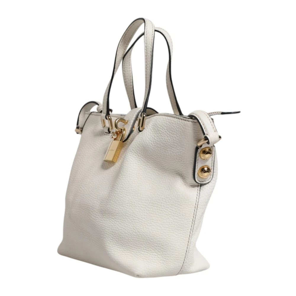 Dolce & Gabbana Witte leren Crossbody tas met goudkleurige accenten White Dames