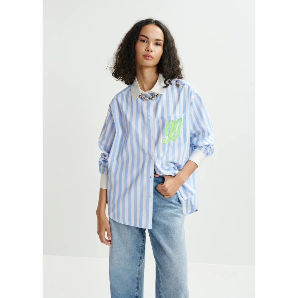 Essentiel Antwerp Geborduurd Shirt Stijlvolle Modekeuze Blue Dames