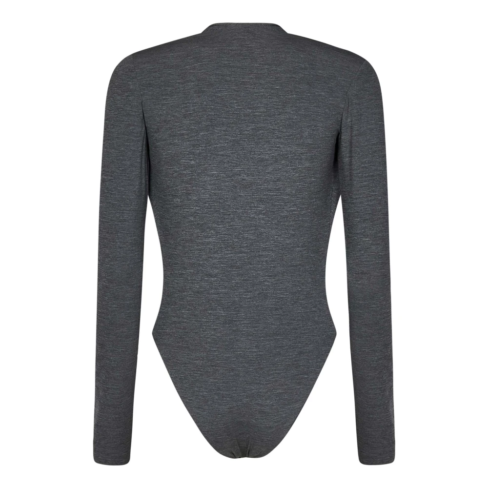 Amazuin Grijze V-hals Top met Gewatteerde Schouders Gray Dames