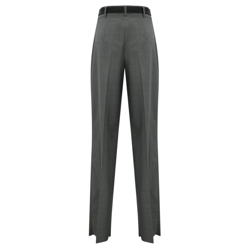Max Mara Studio Grijze wollen blend ceintuur broek Gray Dames