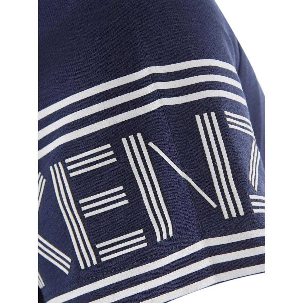 Kenzo Blauw Katoenen T-Shirt met Contrasterend Logo Blue Heren