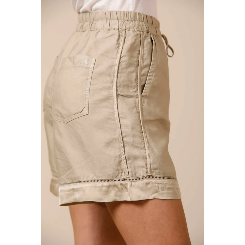 Mason's Ontspannen Tencel Linnen Jogger Bermuda Shorts Beige Dames