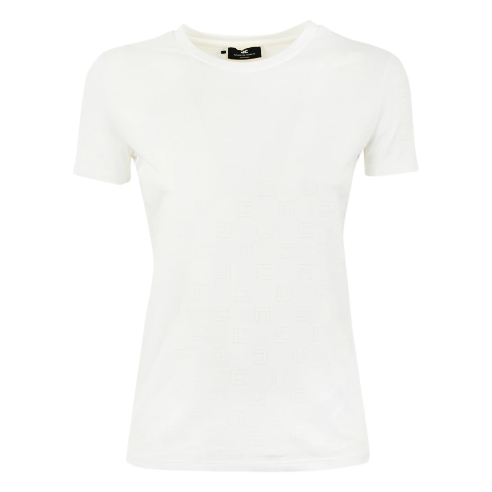 Elisabetta Franchi Dames Wit Logo Strass T-shirt White Dames