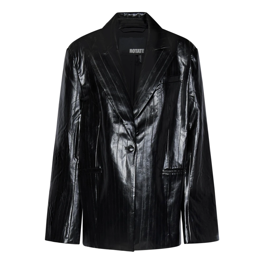 Rotate Birger Christensen Zwarte Oversized Blazer met Palinghuidprint Black Dames