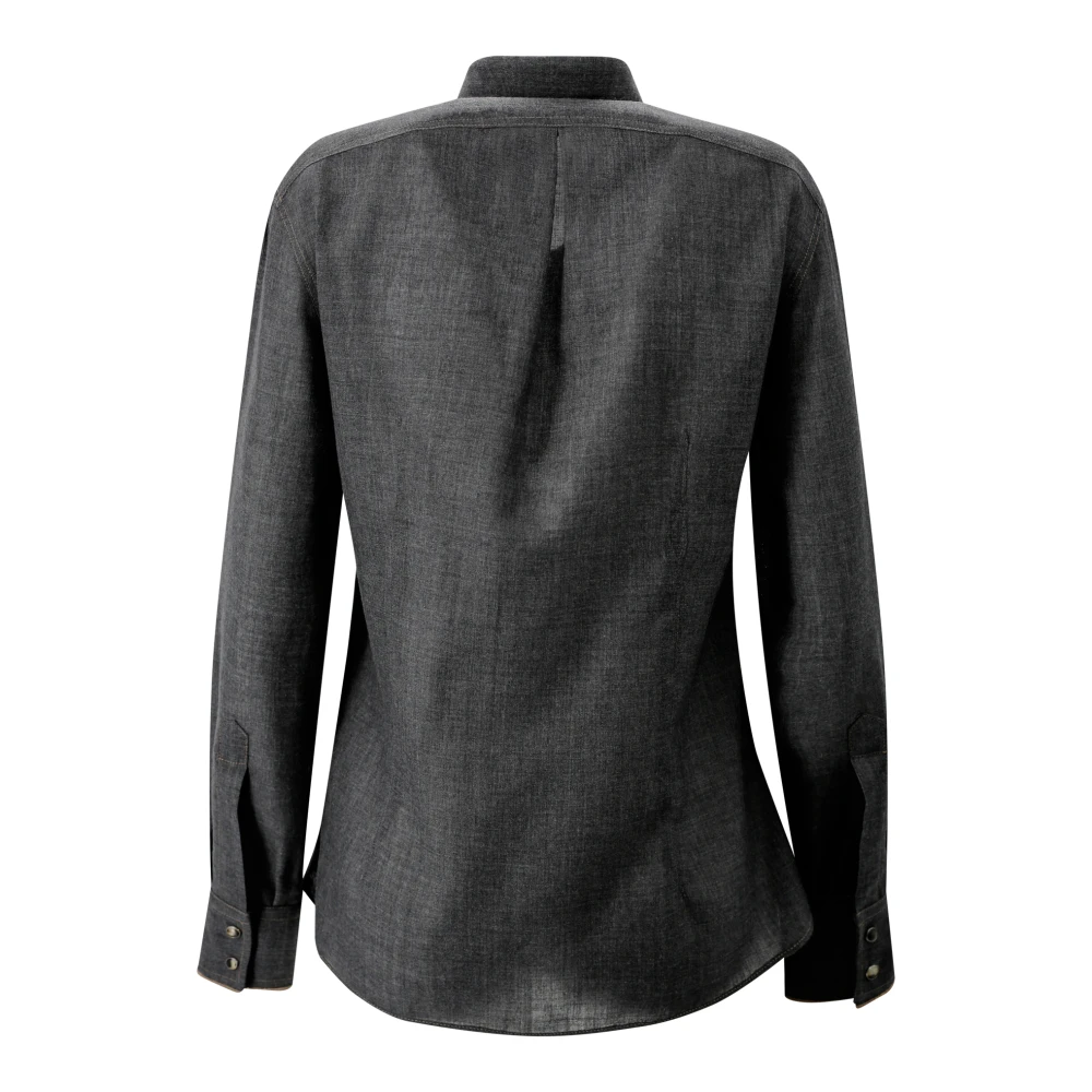 BRUNELLO CUCINELLI Grijze Wollen Shirt Monili Detail Gray Dames