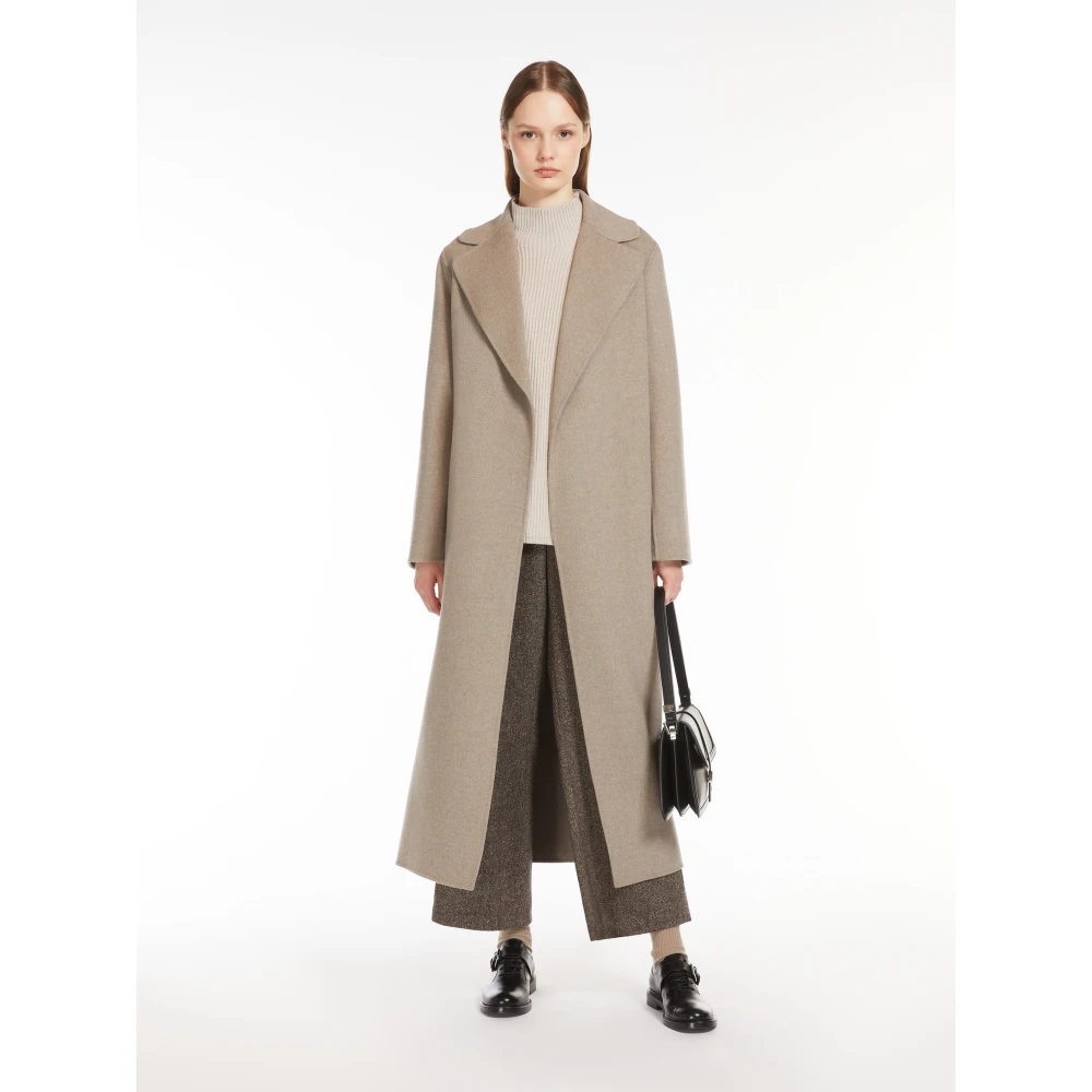Max Mara Grijze wollen jas met brede revers Gray Dames