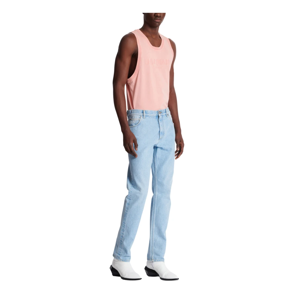 Balmain Lichtblauwe regular-fit denim jeans Blue Heren