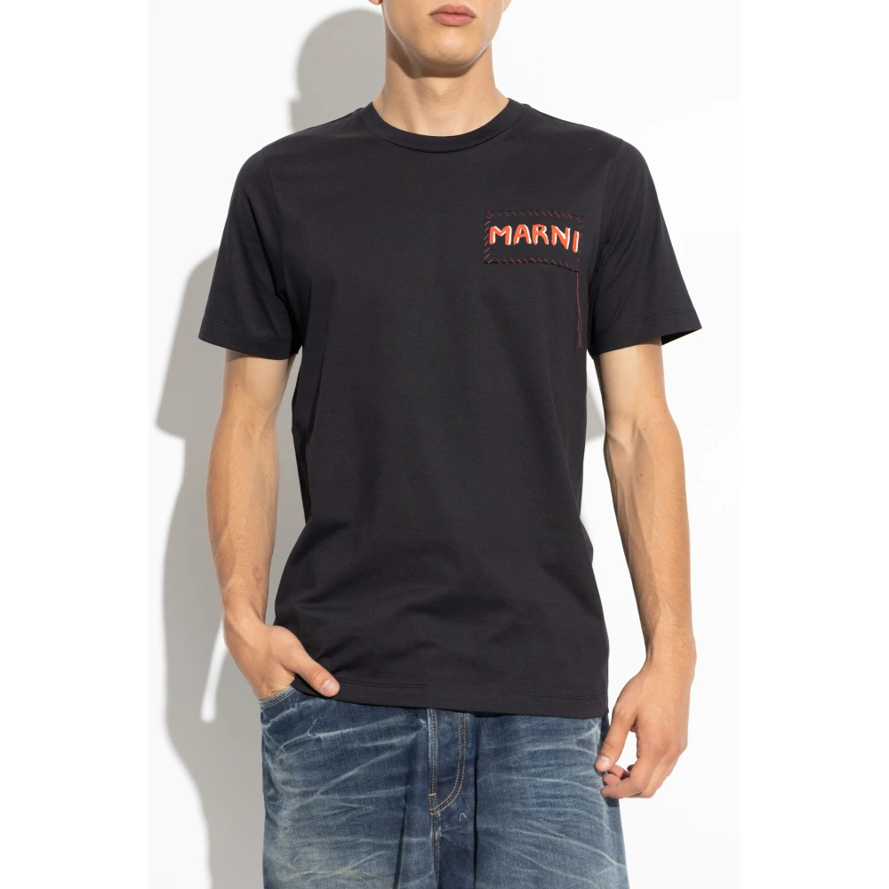 Marni T-shirt met logo Black Heren