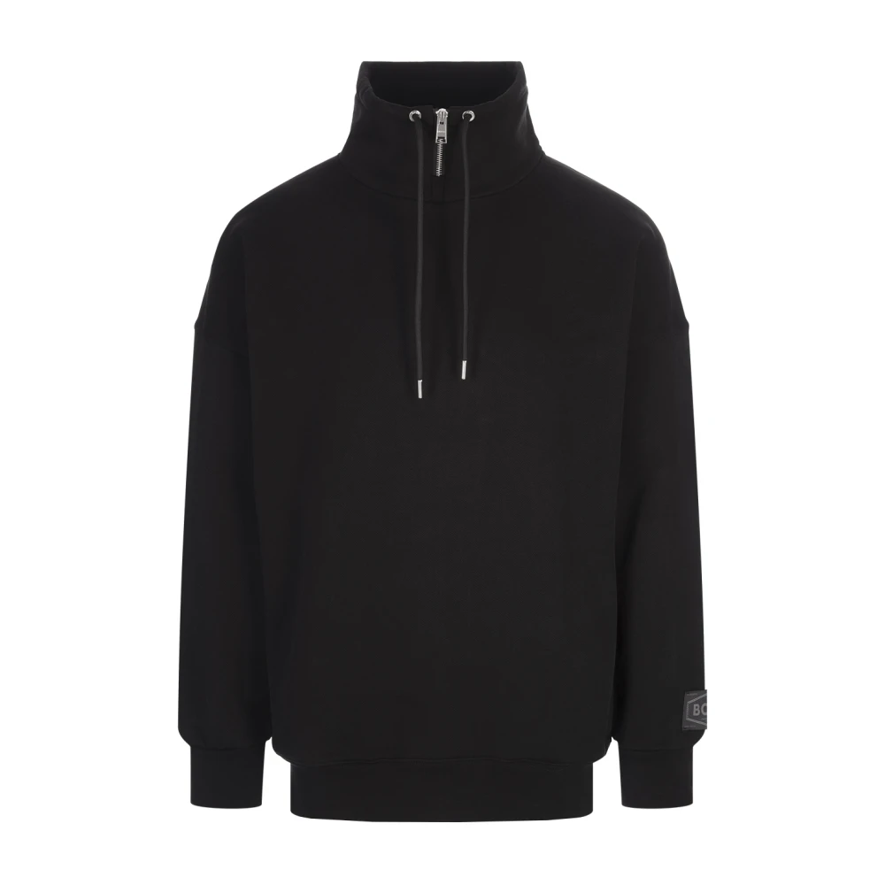 Hugo Boss Zwarte High-neck Zip Sweatshirt Black Heren