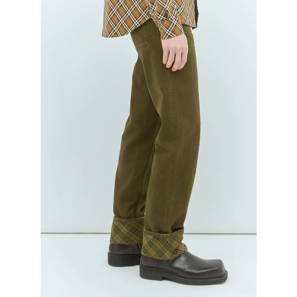 Burberry Geruite Twill Broek met Manchetten Brown Heren