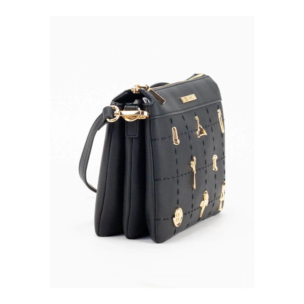 Love Moschino Ecopiel Schoudertas met Metalen Details Black Dames