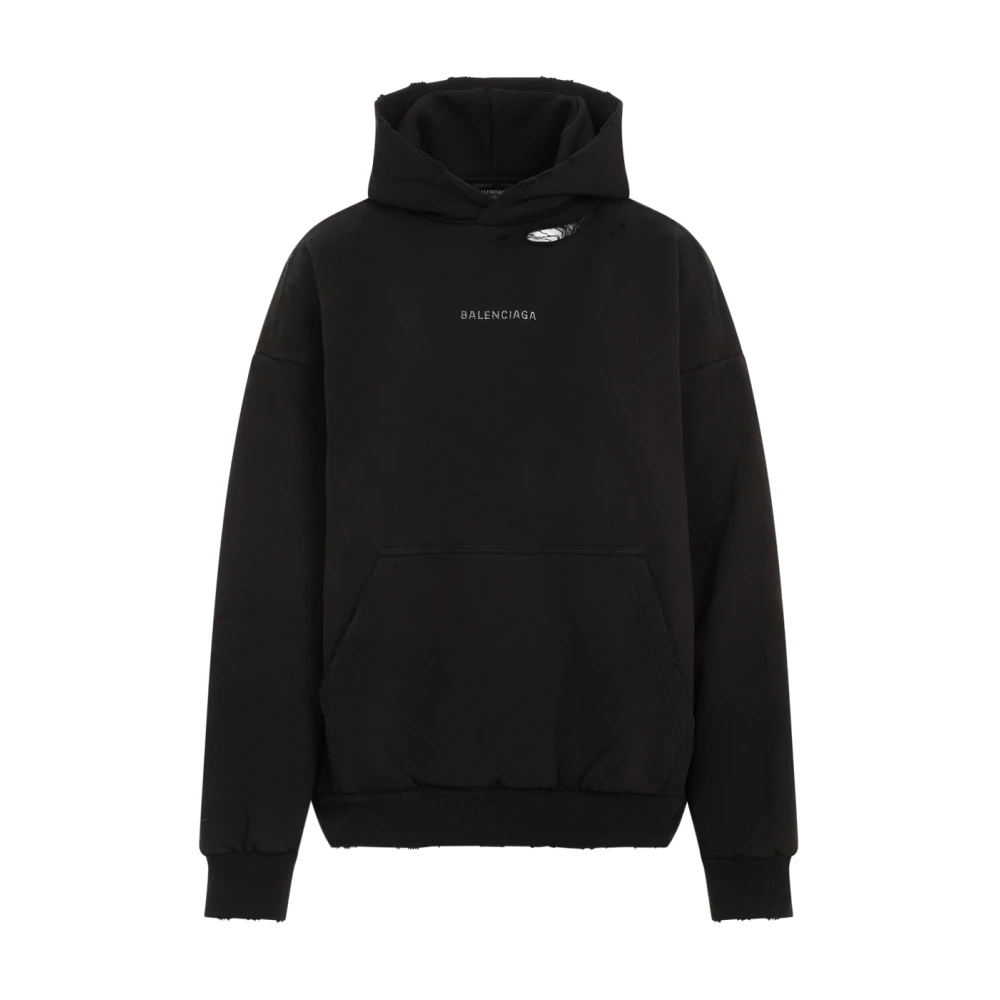 Balenciaga Zwarte hoodie met wit logo Black Dames