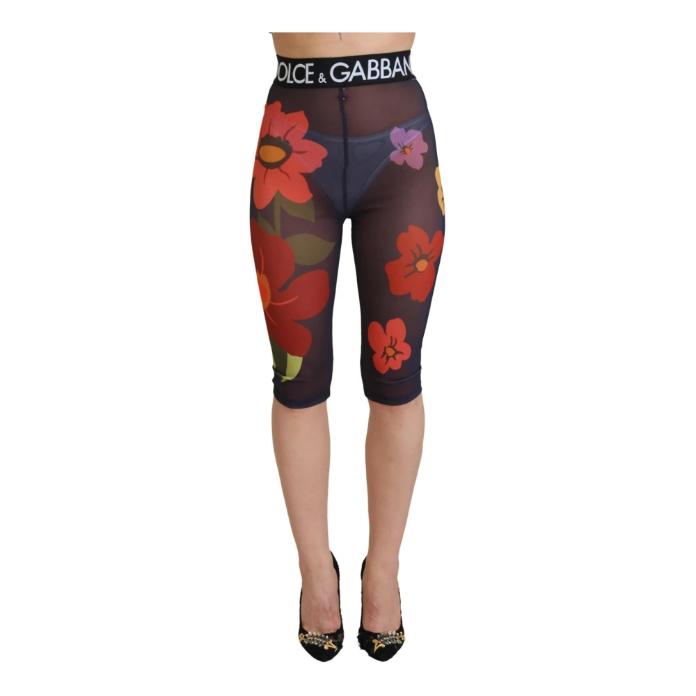 Dolce & Gabbana Underbara svarta blommiga leggings Black, Dam