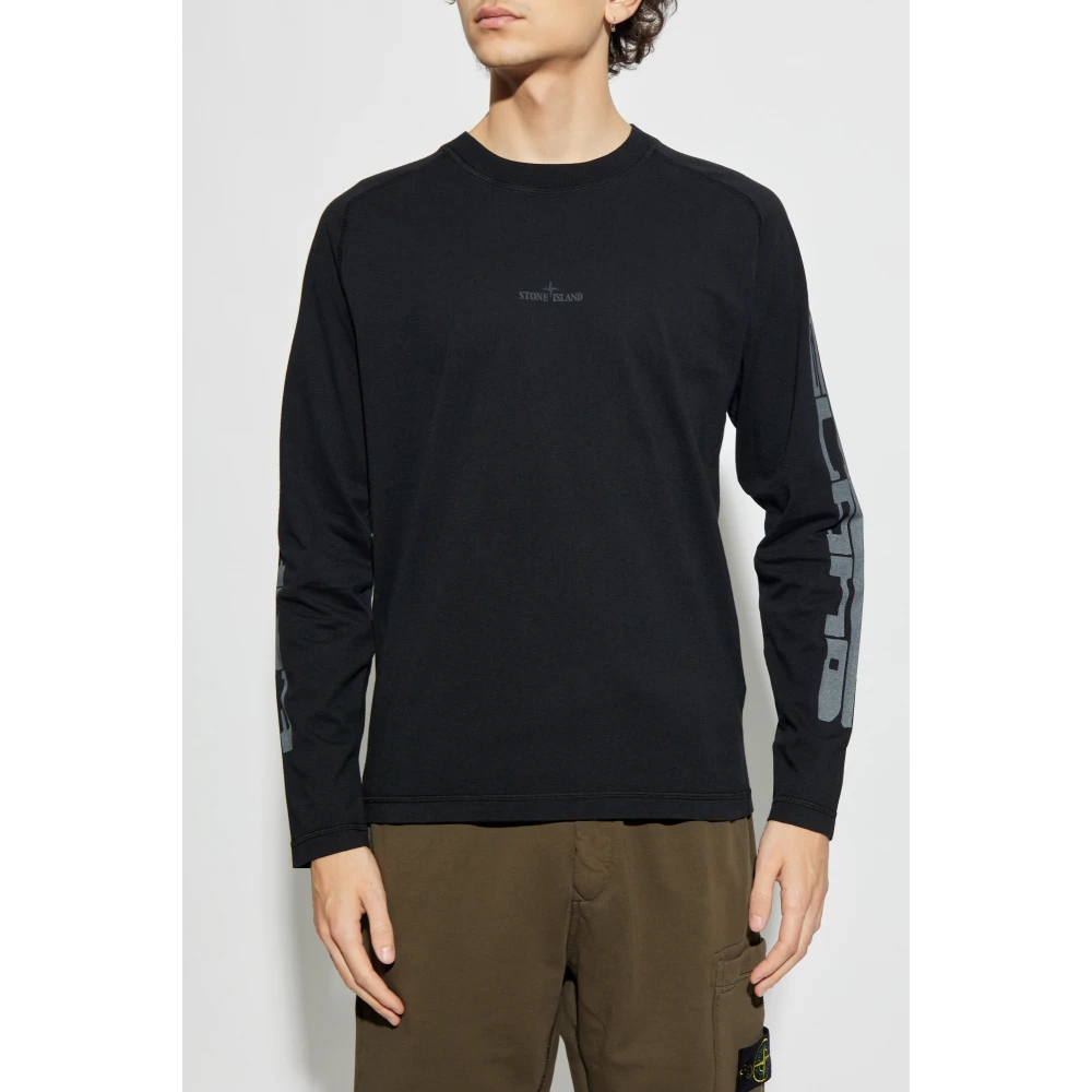 Stone Island T-shirt met logo Black Heren