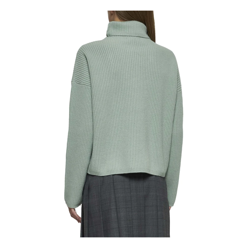 Max Mara Studio Jade Green Ribbed Turtleneck Sweater Green Dames