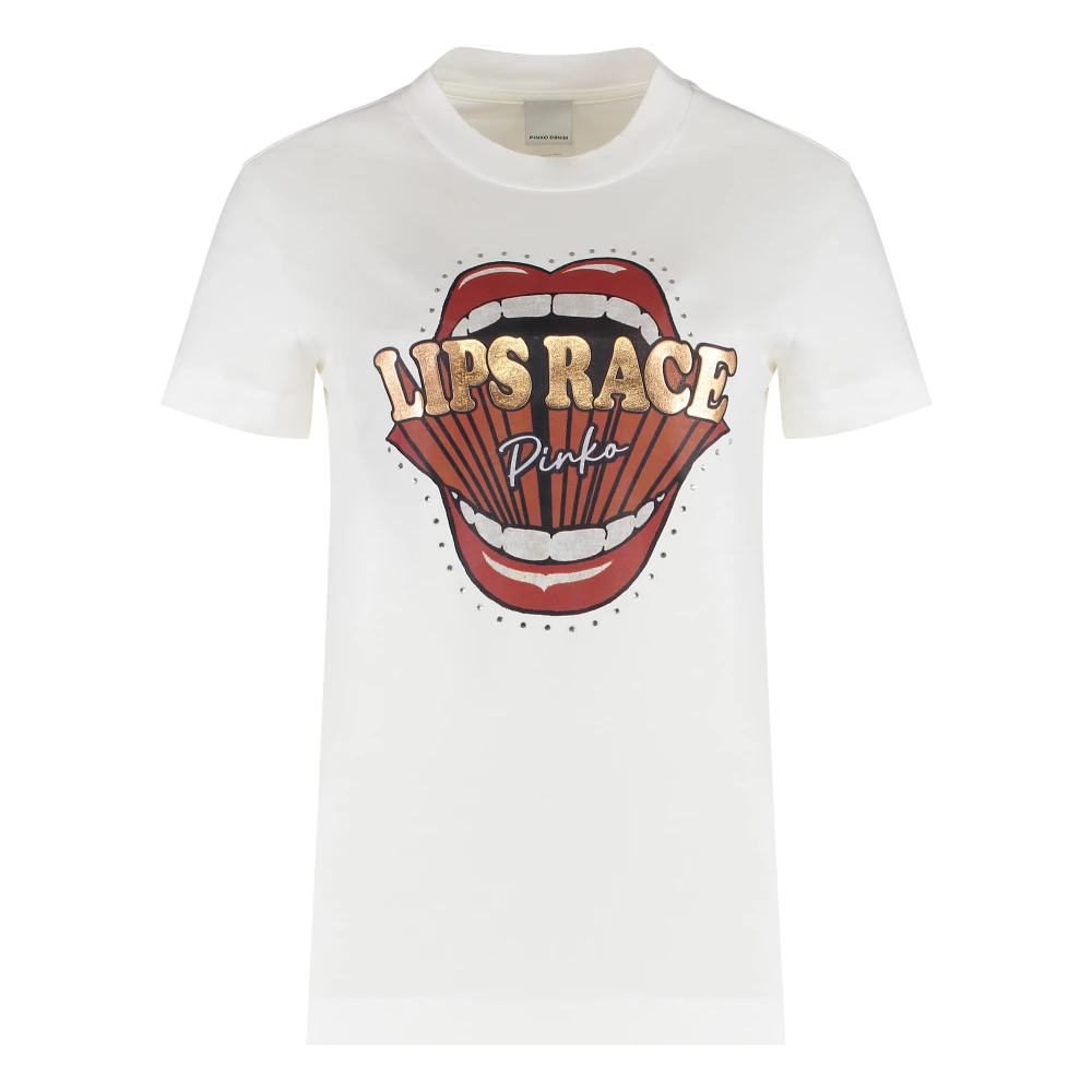 Pinko Women's White T-Shirts, M, Cotton Crew-Neck T-Shirt