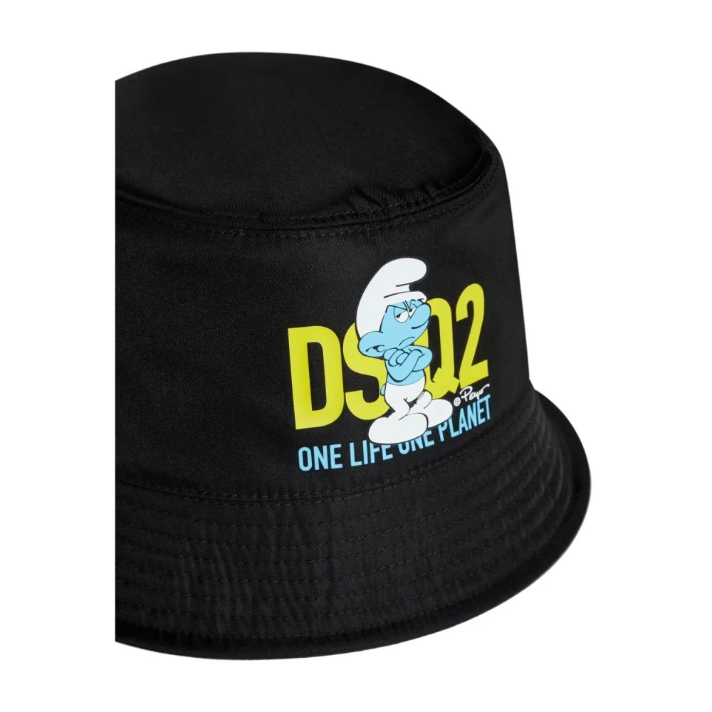 Dsquared2 Grouchy Smurfs Logo Bucket Hat Black Heren